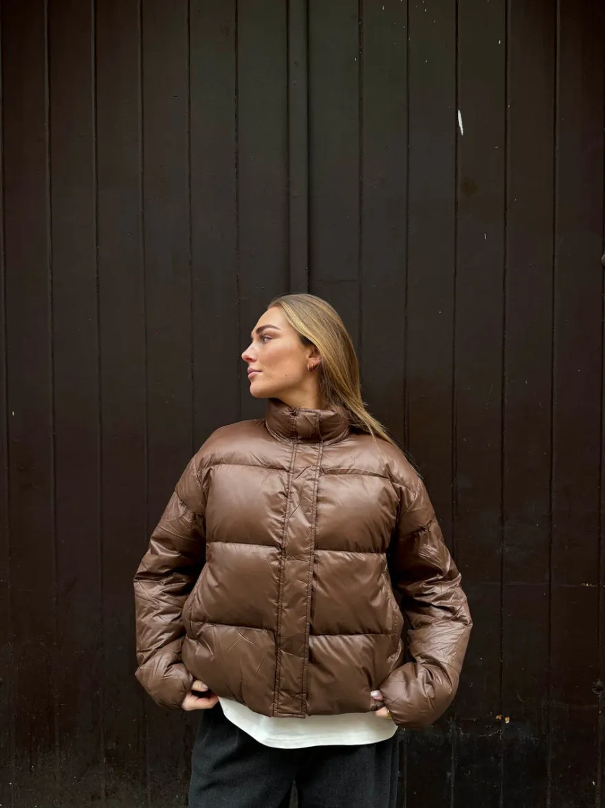 Design By Si Elin pufferjakke - Brun Discount