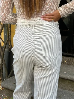 Design By Si Elsa stribede jeans - Hvid Hot