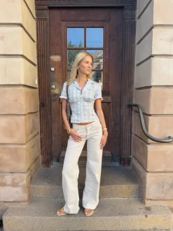 Design By Si Emmaline lavtaljede jeans - Lys beige Discount