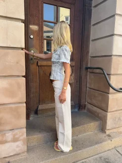Design By Si Emmaline lavtaljede jeans - Lys beige Discount
