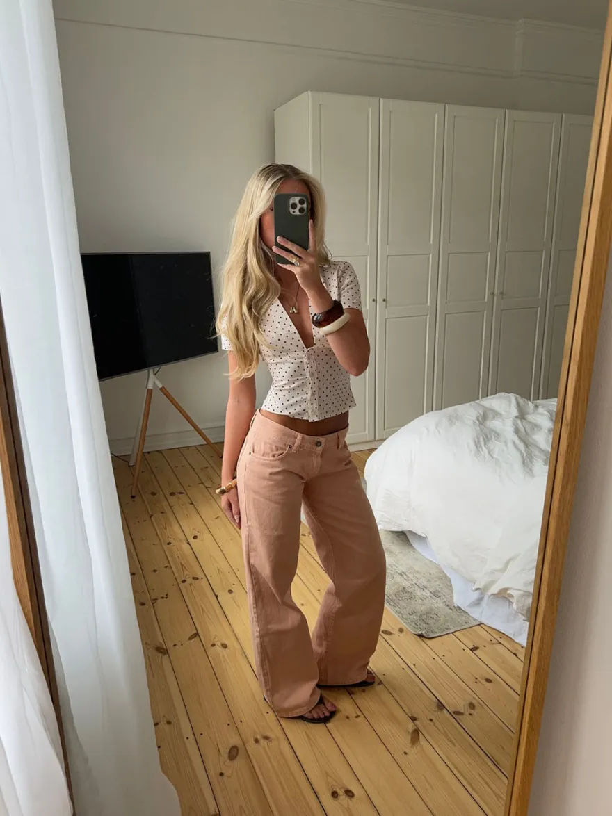 Design By Si Emmaline lavtaljede jeans - Orange Clearance