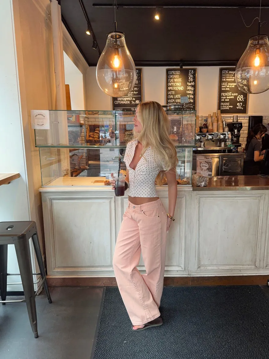 Design By Si Emmaline lavtaljede jeans - Orange Clearance