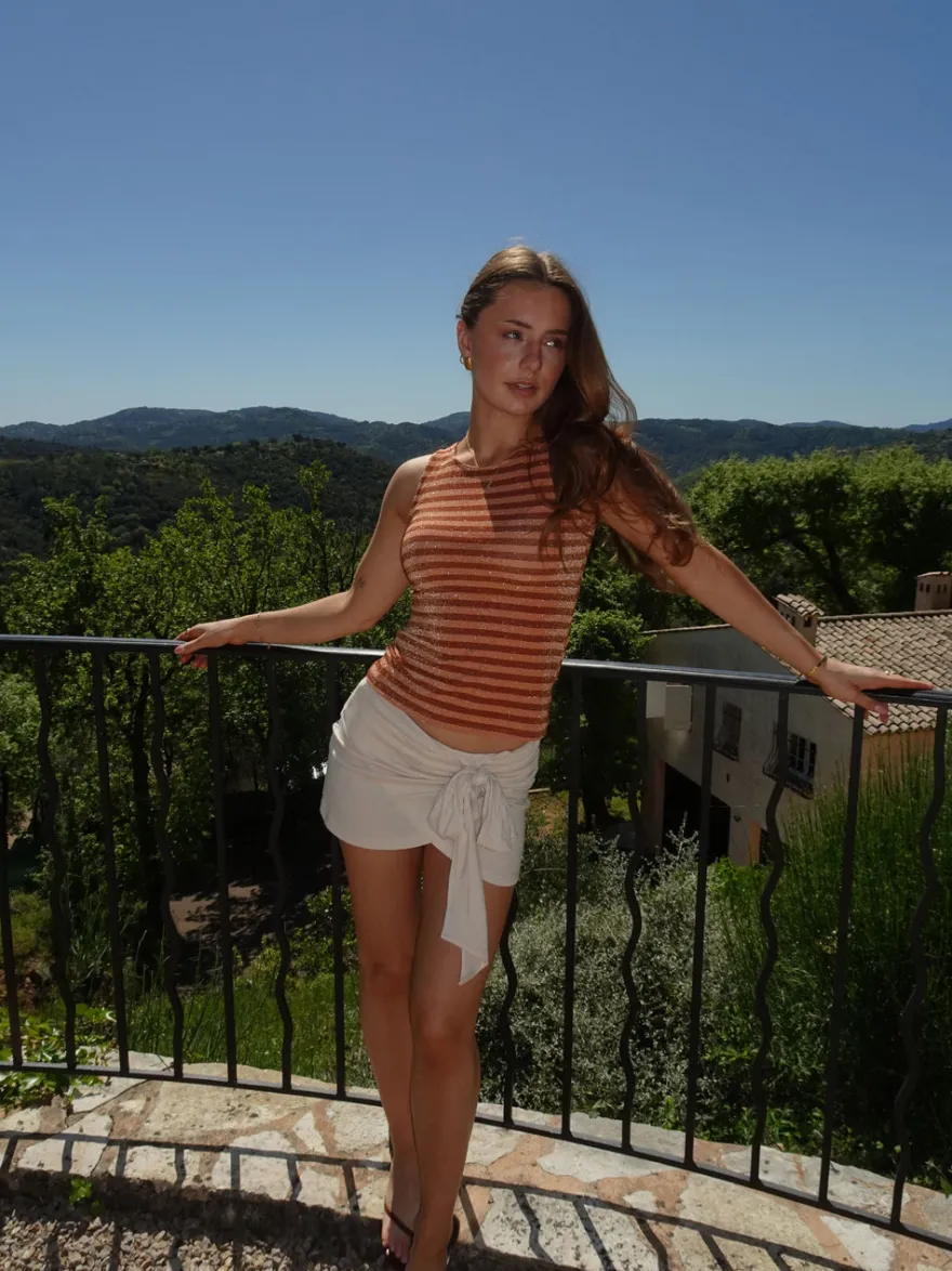 Design By Si Emmeline glimmertop - Orange/brun Online