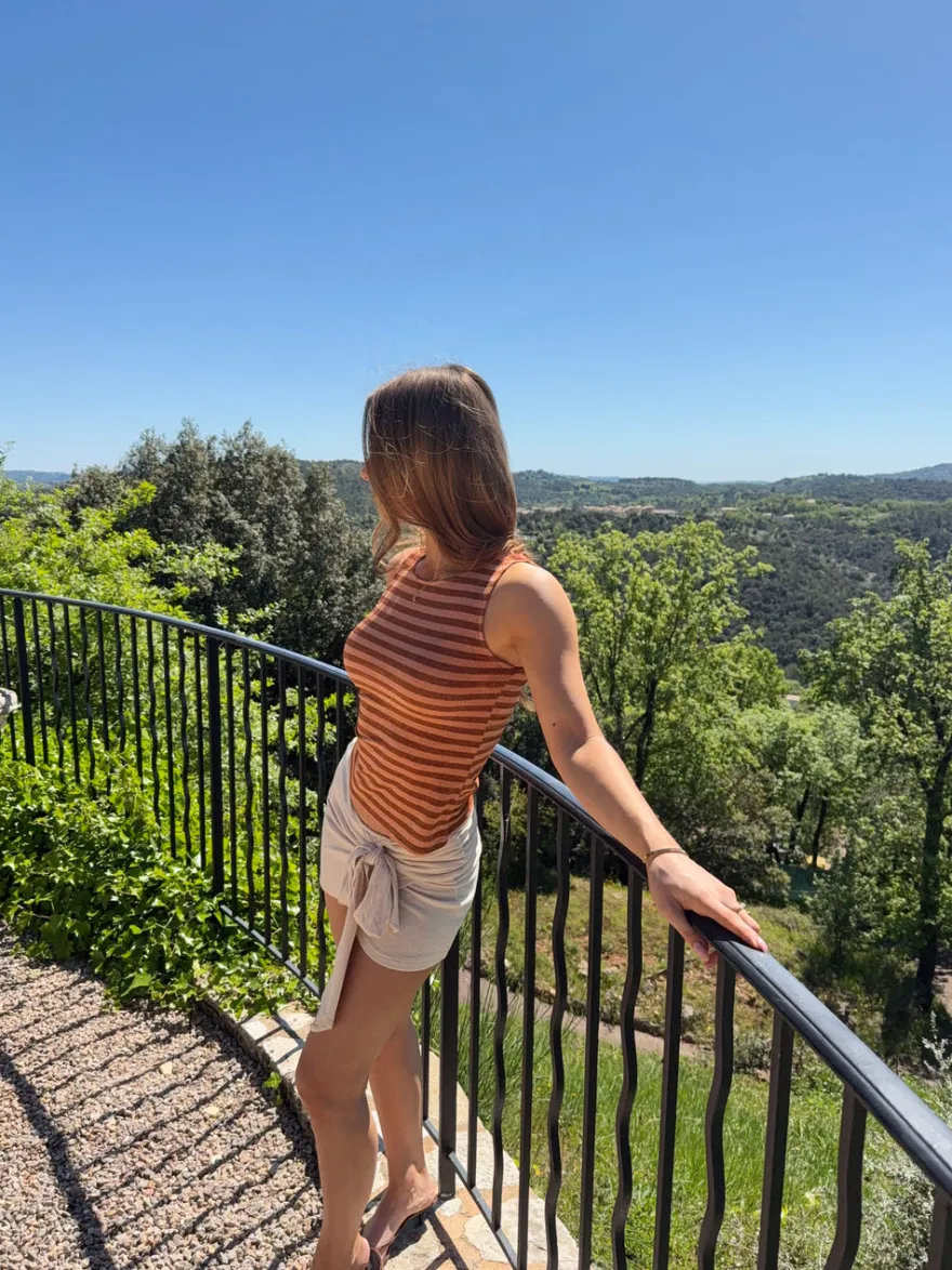 Design By Si Emmeline glimmertop - Orange/brun Online