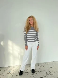 Design By Si Emmy striktrøje - Grå/hvid Clearance