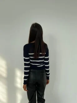 Design By Si Emmy striktrøje - Navy/hvid