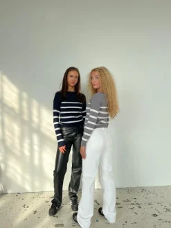 Design By Si Emmy striktrøje - Navy/hvid