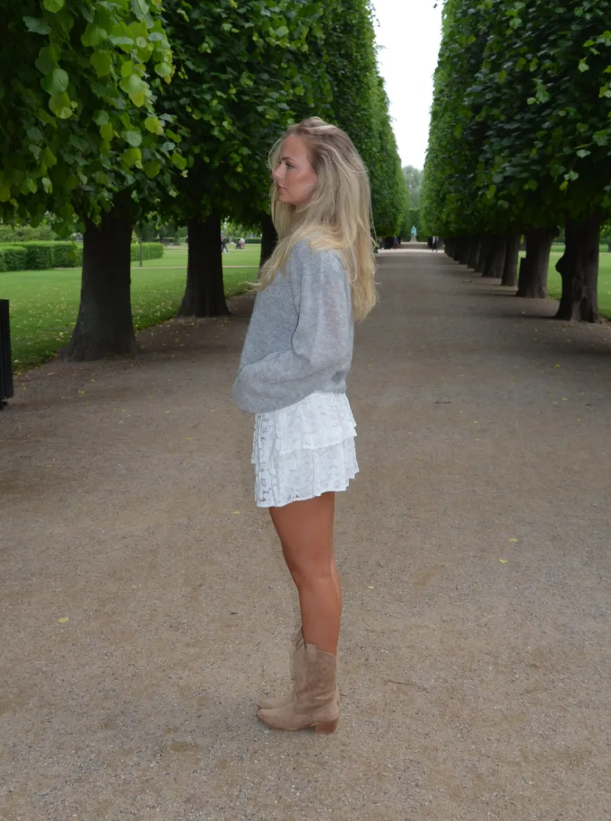 Design By Si Erla nederdel med blonder - Hvid Sale