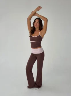 Design By Si Essential folded yoga pants - Espresso/candyfloss Clearance