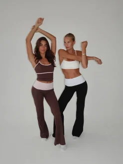 Design By Si Essential folded yoga pants - Espresso/candyfloss Clearance