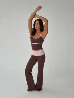 Design By Si Essential folded yoga pants - Espresso/candyfloss Clearance