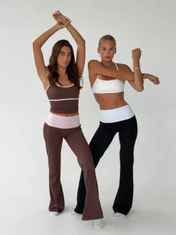 Design By Si Essential folded yoga pants - Espresso/candyfloss Clearance
