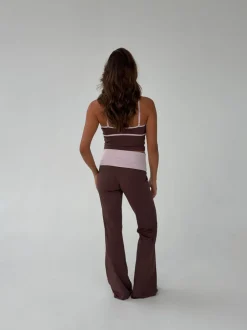 Design By Si Essential folded yoga pants - Espresso/candyfloss Clearance