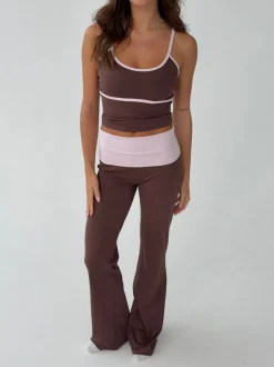 Design By Si Essential folded yoga pants - Espresso/candyfloss Clearance