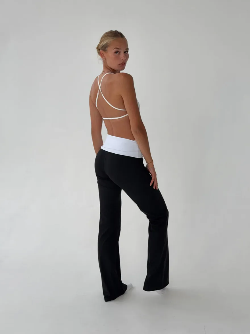 Design By Si Essential folded yoga pants - Jet black/cloud Hot