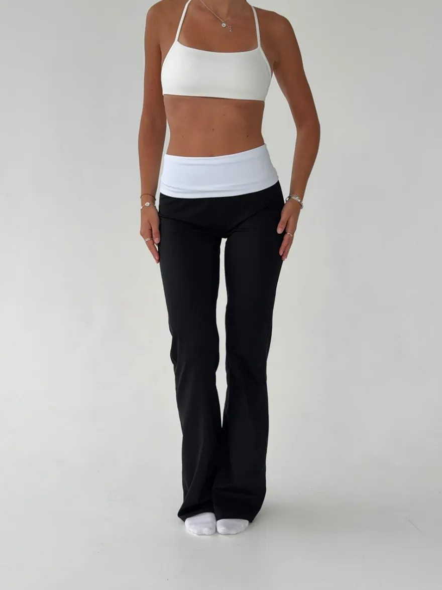 Design By Si Essential folded yoga pants - Jet black/cloud Hot