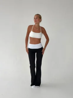 Design By Si Essential folded yoga pants - Jet black/cloud Hot