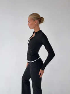 Design By Si Essential zip up jakke - Jet black Discount