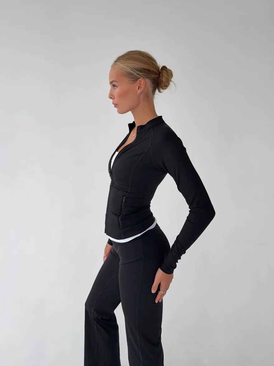 Design By Si Essential zip up jakke - Jet black Discount