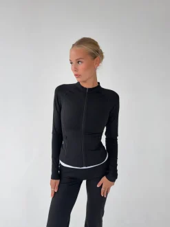 Design By Si Essential zip up jakke - Jet black Discount