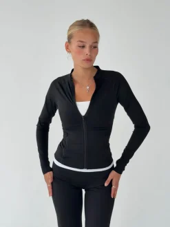 Design By Si Essential zip up jakke - Jet black Discount