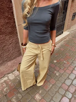 Design By Si Fillina jeans med bælte - Gul Sale