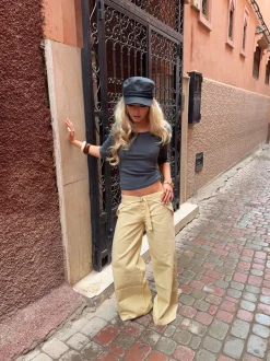 Design By Si Fillina jeans med bælte - Gul Sale