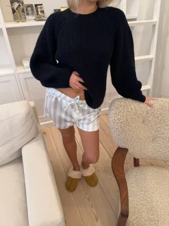 Design By Si Finna pyjamasshorts med striber - Lyseblå/hvid Sale