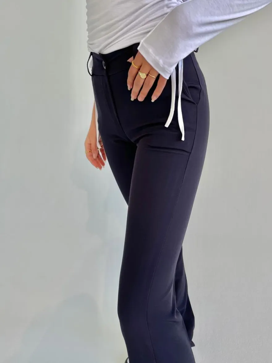 Design By Si Flare bukser navy med lommer Online