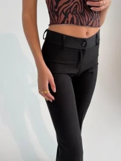 Design By Si Flare bukser sort uden lommer Online