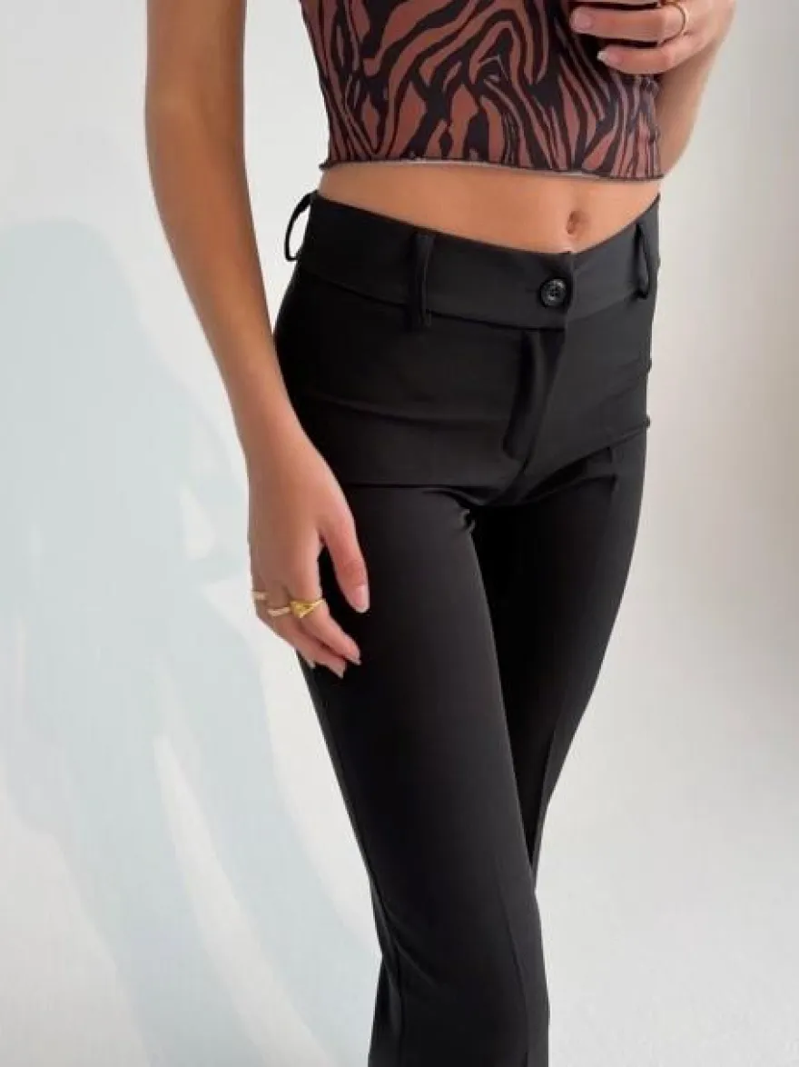 Design By Si Flare bukser sort uden lommer Online