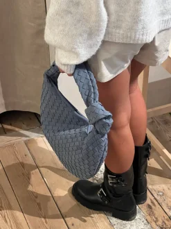 Design By Si Florence taske i ruskind - Støvet blå Outlet
