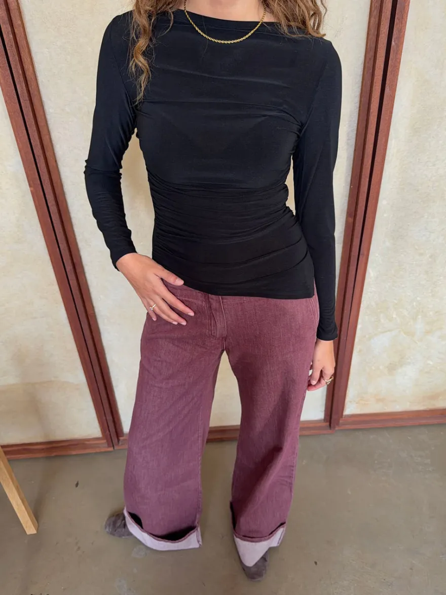 Design By Si Florine bluse med lange ærmer - Sort