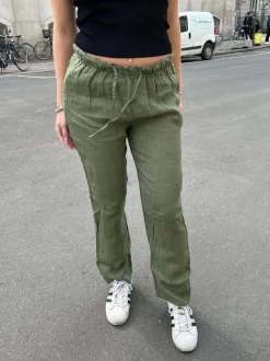Design By Si Gaia hør bukser - Kaki Outlet
