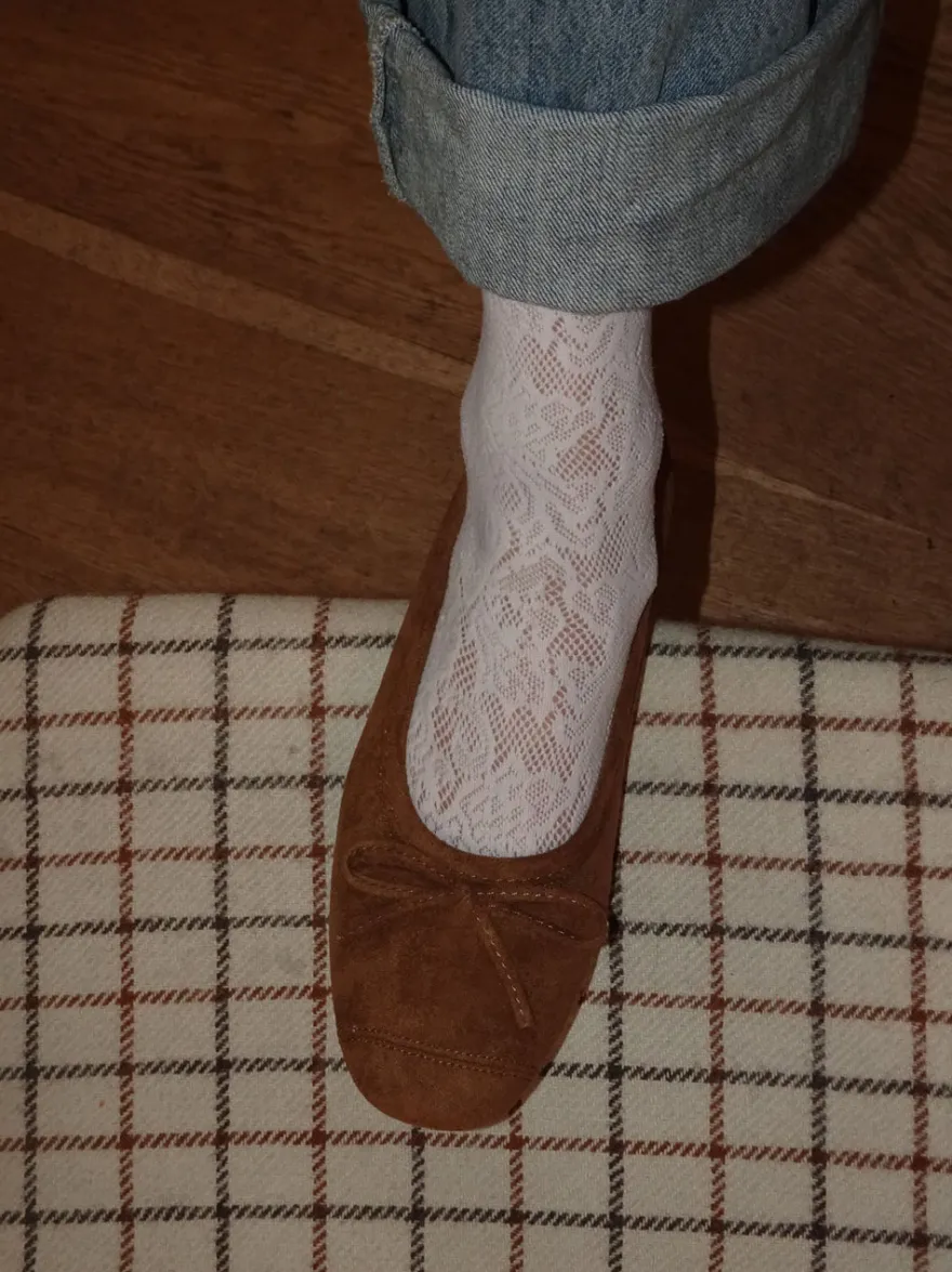 Design By Si Gina ballerina i ruskind - Brun Best
