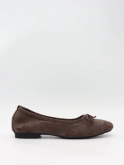 Design By Si Gina ballerina i ruskind - Mørkebrun Hot
