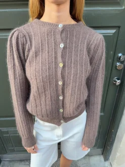 Design By Si Grace cardigan i strik - Brun