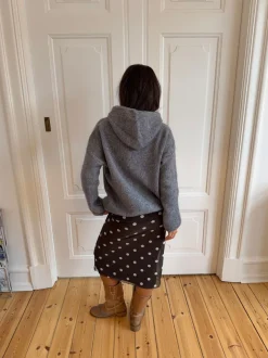 Design By Si Gregina hoodie med zip i strik - Grå Discount