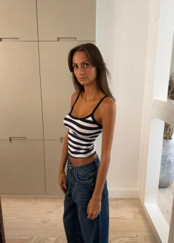 Design By Si Gunhilda tank top med striber - Navy/hvid Online