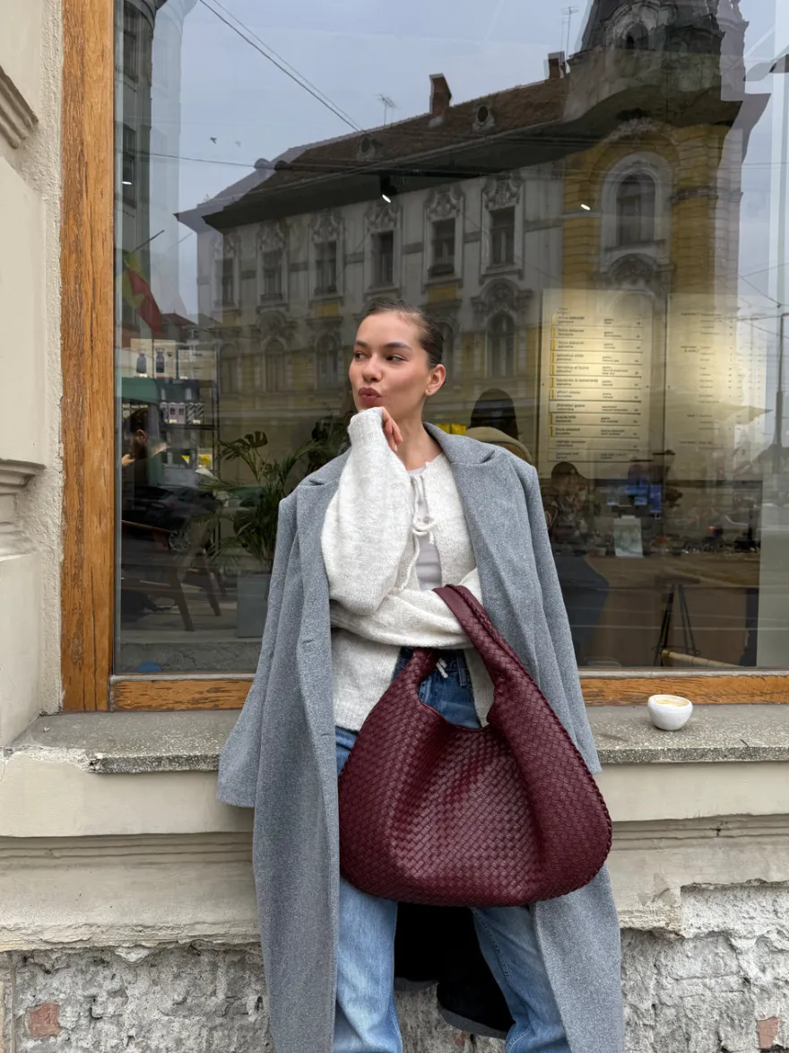Design By Si Gunilla strikket cardigan med bindedetaljer - Beige Clearance