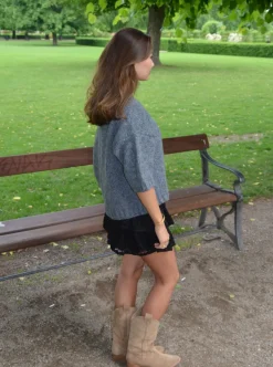 Design By Si Hedvig striktrøje med korte ærmer - Grå Outlet