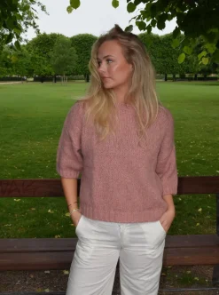 Design By Si Hedvig striktrøje med korte ærmer - Lyserød Discount