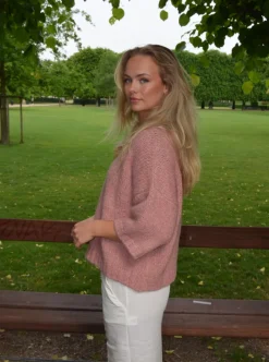 Design By Si Hedvig striktrøje med korte ærmer - Lyserød Discount