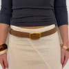 Design By Si Heritage bælte i imiteret ruskind - Brun/guld Outlet