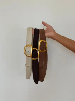 Design By Si Heritage bælte - Mørkebrun/guld Clearance