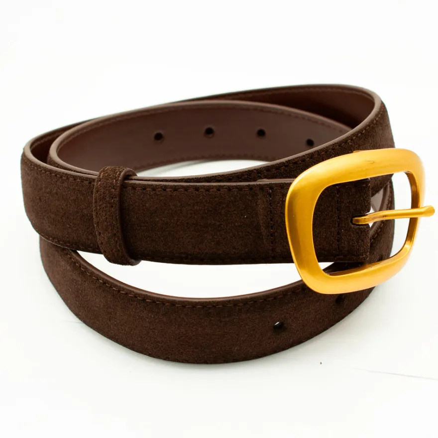 Design By Si Heritage bælte - Mørkebrun/guld Clearance
