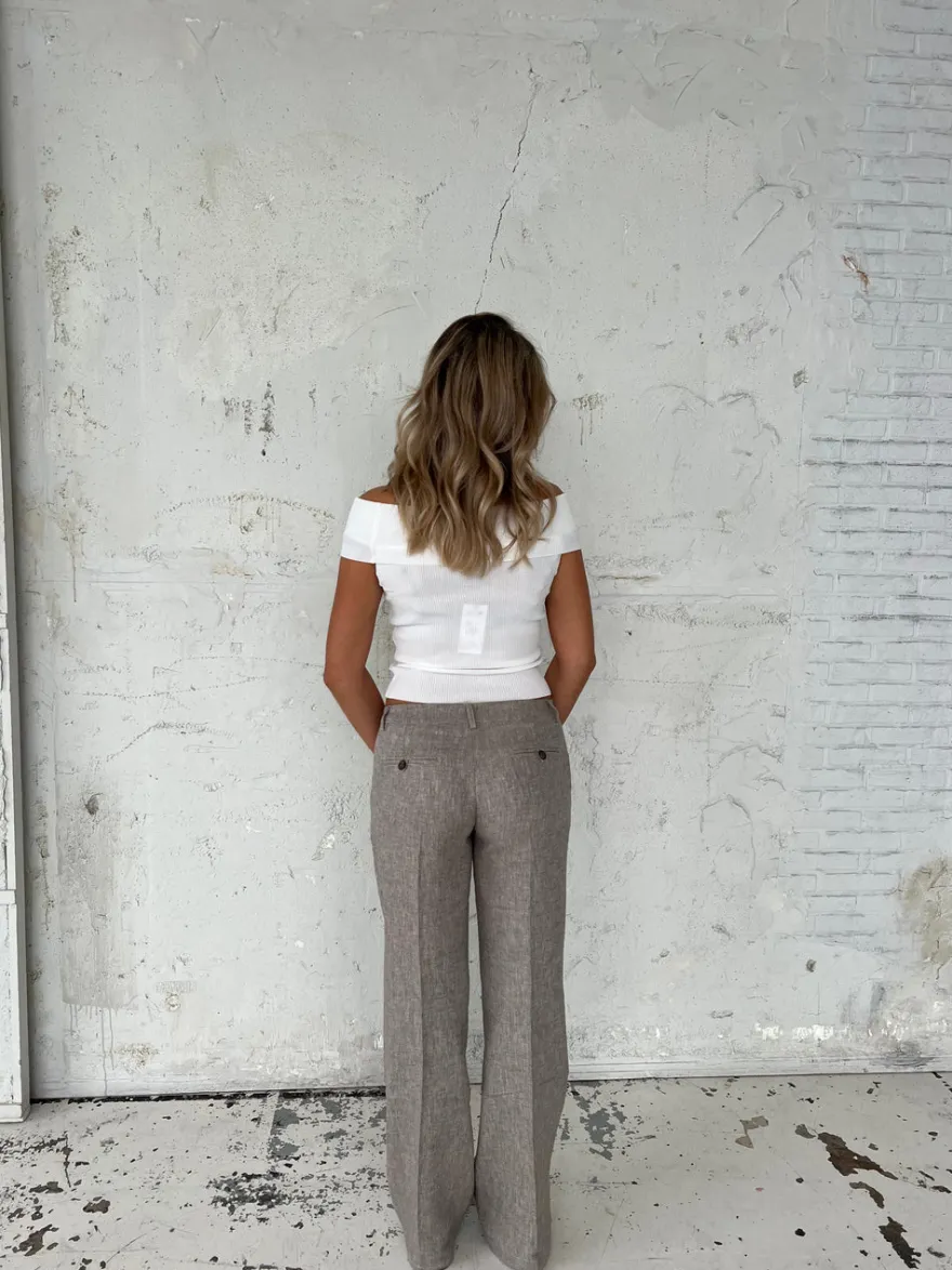 Design By Si Herringbone bukser - Brun/hvid Sale