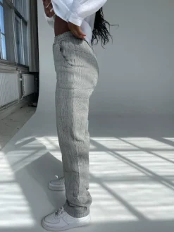Design By Si Hilja stribet hør bukser - Kaki Best