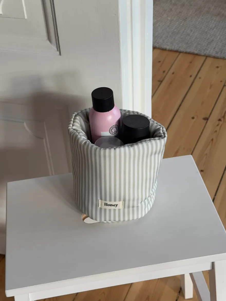 Design By Si Honey lille opbevaring med striber -Hvid/grøn Discount