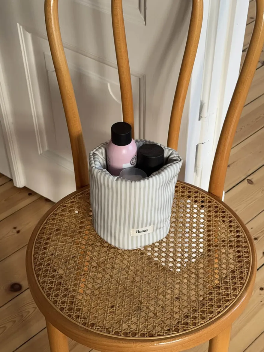 Design By Si Honey lille opbevaring med striber -Hvid/grøn Discount